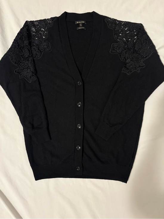 Massimo Dutti Sweaters - Massimo Dutti Black Lace Shoulder V Neck Cardigan Sweater S